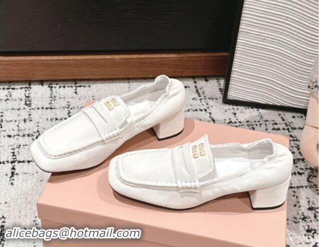 Durable Miu Miu Nappa leather Pumps 5cm White 114048