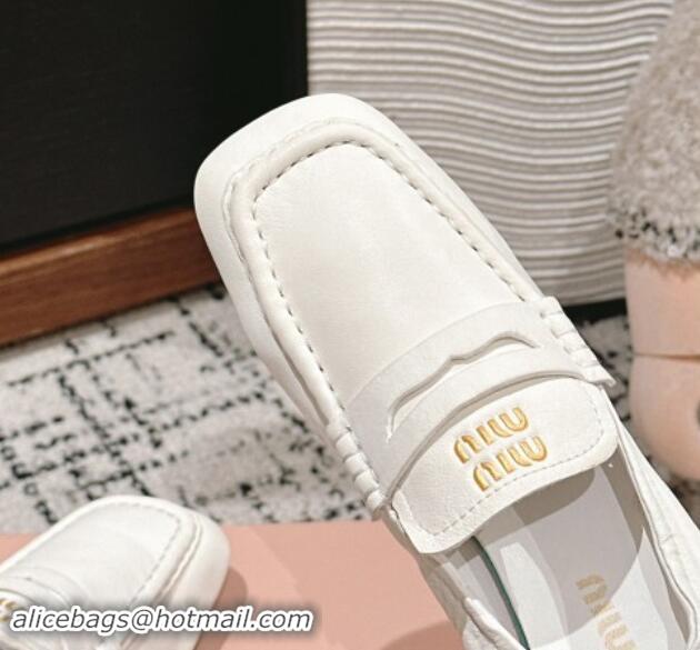 Durable Miu Miu Nappa leather Pumps 5cm White 114048