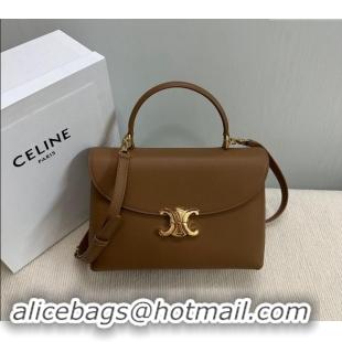 Promotional Celine Medium Nino Top Handle bag in Supple Calfskin 117523 Bronze Brown 2024