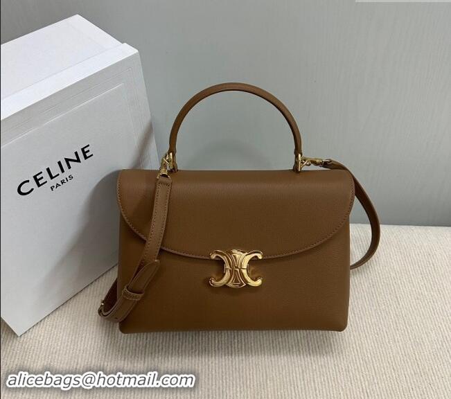 Promotional Celine Medium Nino Top Handle bag in Supple Calfskin 117523 Bronze Brown 2024