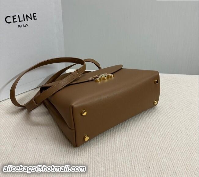 Promotional Celine Medium Nino Top Handle bag in Supple Calfskin 117523 Bronze Brown 2024