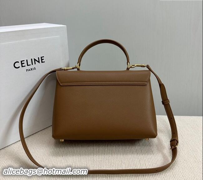 Promotional Celine Medium Nino Top Handle bag in Supple Calfskin 117523 Bronze Brown 2024