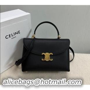 Super Quality Celine Medium Nino Top Handle bag in Supple Calfskin 117523 Black 2024