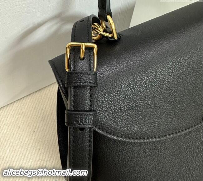 Super Quality Celine Medium Nino Top Handle bag in Supple Calfskin 117523 Black 2024