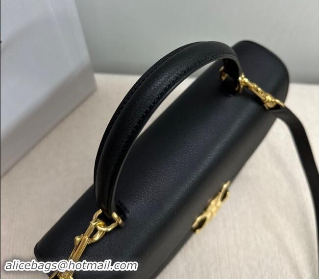 Super Quality Celine Medium Nino Top Handle bag in Supple Calfskin 117523 Black 2024