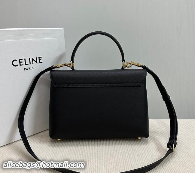 Super Quality Celine Medium Nino Top Handle bag in Supple Calfskin 117523 Black 2024