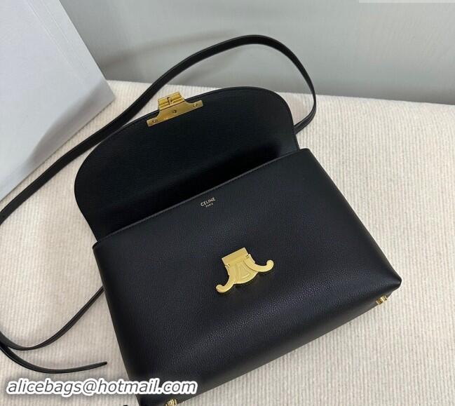 Super Quality Celine Medium Nino Top Handle bag in Supple Calfskin 117523 Black 2024