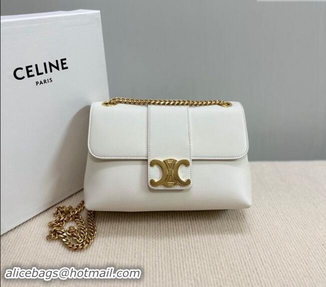 Well Crafted Celine Medium Victoire Shoulder Bag in Supple Calfskin 115853 White 2024