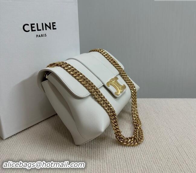 Well Crafted Celine Medium Victoire Shoulder Bag in Supple Calfskin 115853 White 2024