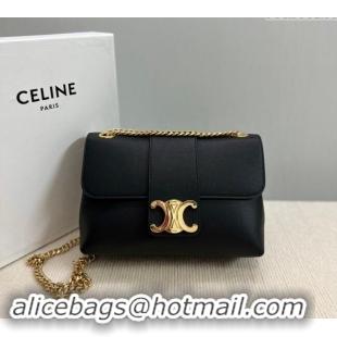 Top Design Celine Medium Victoire Shoulder Bag in Supple Calfskin 115853 Black/Gold 2024