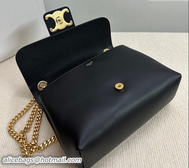 Top Design Celine Medium Victoire Shoulder Bag in Supple Calfskin 115853 Black/Gold 2024