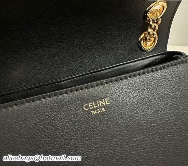 Top Design Celine Medium Victoire Shoulder Bag in Supple Calfskin 115853 Black/Gold 2024