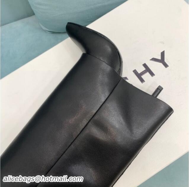 Classic Hot Givenchy Shark Lock High Boots 9.5cm in Calfskin Leather Black 1113020