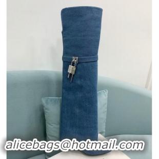 Duplicate Givenchy Shark Lock High Boots 9.5cm in Denim Blue 1113025