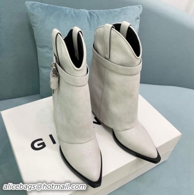 Cheap Price Givenchy Shark Lock Wedge Ankle Boots 6cm in Suede White 113026