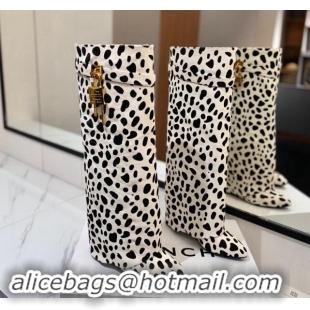 Affordable Price Givenchy Shark Lock Wedge High Boots 8.5cm in Printed Horseskin Fur White/Black 1122001