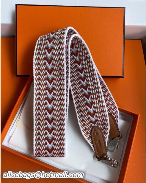 Best Quality Hermes Canvas Strap H122619 Brown/White/Silver 2024 (Full Handmade)