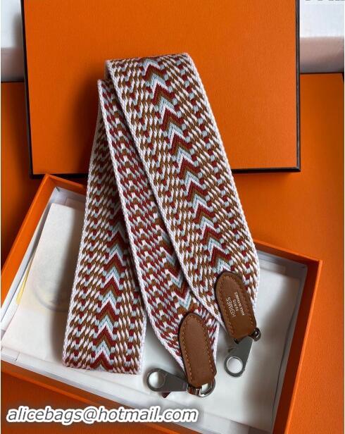 Best Quality Hermes Canvas Strap H122619 Brown/White/Silver 2024 (Full Handmade)