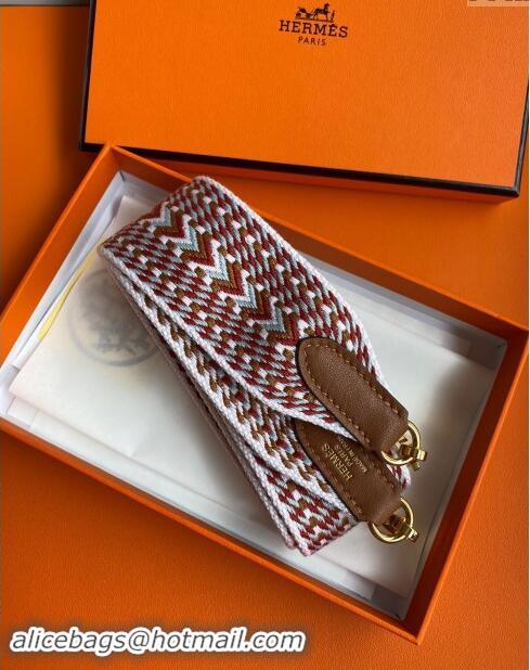 Best Quality Hermes Canvas Strap H122619 Brown/White/Silver 2024 (Full Handmade)