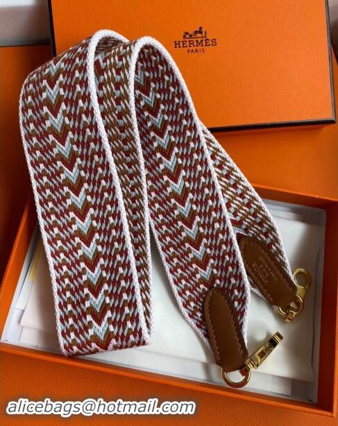 Best Quality Hermes Canvas Strap H122619 Brown/White/Silver 2024 (Full Handmade)