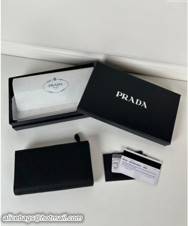 Well Crafted Prada Large Saffiano leather wallet 1ML009 black/silver logo 2024