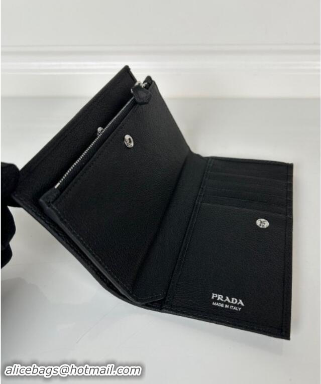 Well Crafted Prada Large Saffiano leather wallet 1ML009 black/silver logo 2024