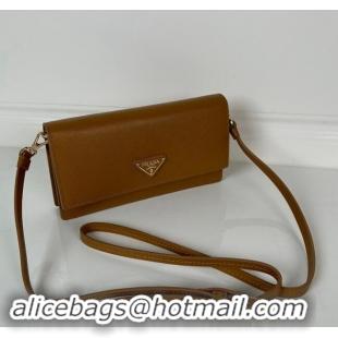 Top Design Prada Saffiano leather mini-bag 1NF059 brown 2024