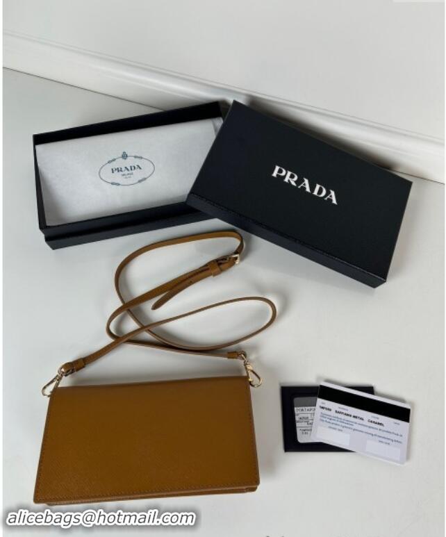 Top Design Prada Saffiano leather mini-bag 1NF059 brown 2024