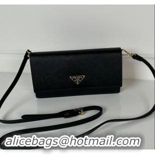 Luxury Cheap Prada Saffiano leather mini-bag 1NF059 Black 2024