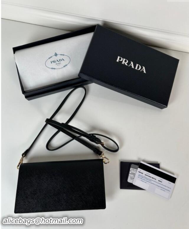 Luxury Cheap Prada Saffiano leather mini-bag 1NF059 Black 2024