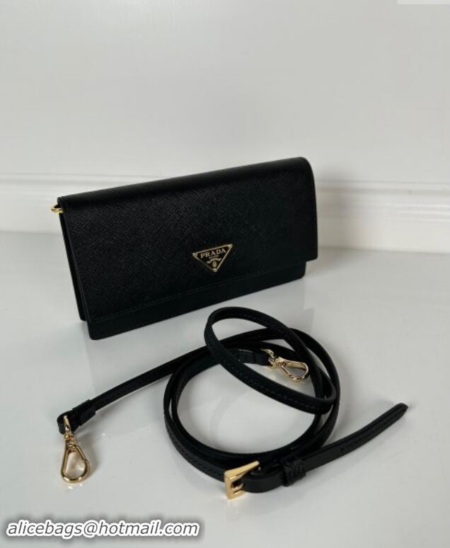 Luxury Cheap Prada Saffiano leather mini-bag 1NF059 Black 2024