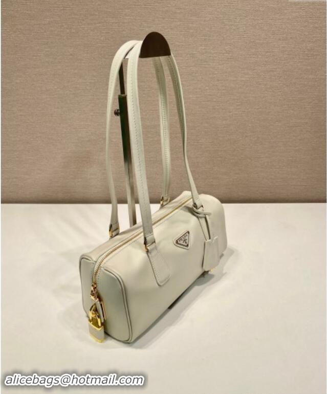 Low Cost Prada Medium leather top-handle bag with padlock 1BB127 White 2024