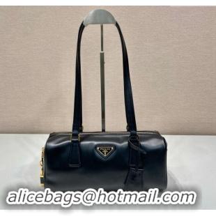 Best Price Prada Medium leather top-handle bag with padlock 1BB127 Black 2024