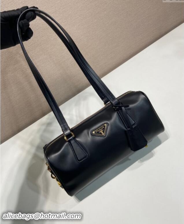 Best Price Prada Medium leather top-handle bag with padlock 1BB127 Black 2024