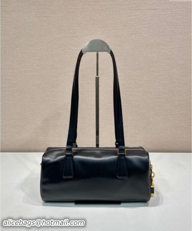 Best Price Prada Medium leather top-handle bag with padlock 1BB127 Black 2024