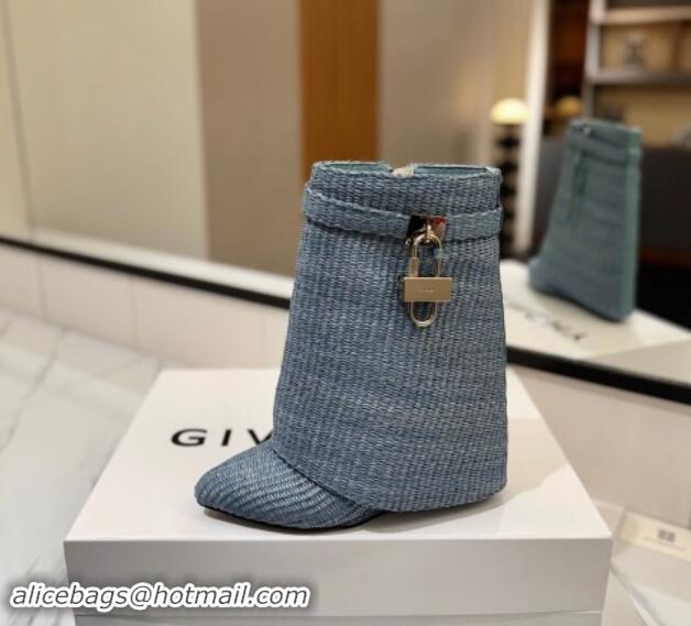 Purchase Givenchy Shark Lock Woven Wedge Ankle Boots 8.5cm Blue 1122024