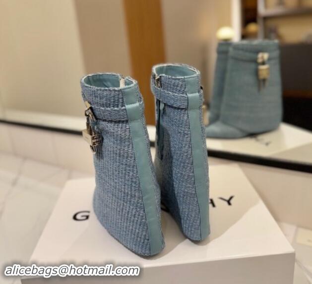 Purchase Givenchy Shark Lock Woven Wedge Ankle Boots 8.5cm Blue 1122024