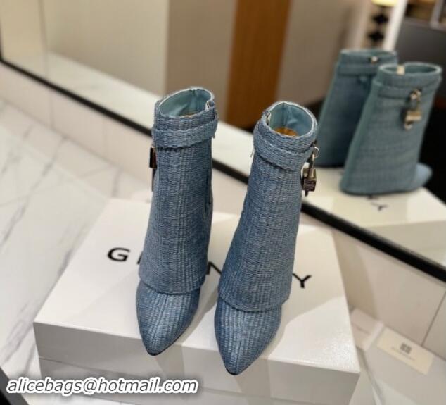 Purchase Givenchy Shark Lock Woven Wedge Ankle Boots 8.5cm Blue 1122024