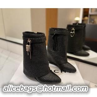 Good Quality Givenchy Shark Lock Woven Wedge Ankle Boots 8.5cm Black 1122025