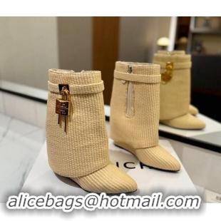 Best Price Givenchy Shark Lock Woven Wedge Ankle Boots 8.5cm Beige 1122026