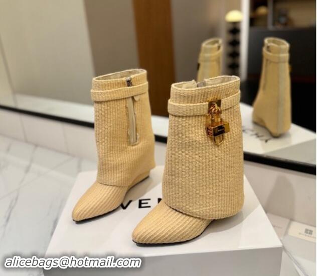 Best Price Givenchy Shark Lock Woven Wedge Ankle Boots 8.5cm Beige 1122026