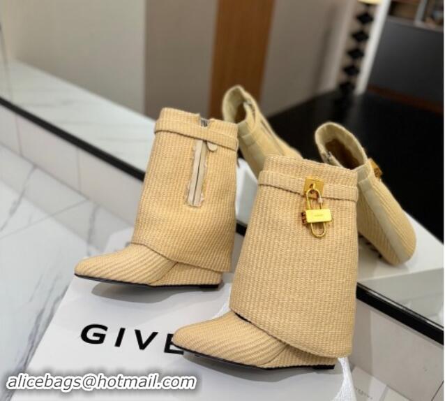 Best Price Givenchy Shark Lock Woven Wedge Ankle Boots 8.5cm Beige 1122026