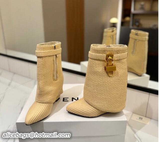 Best Price Givenchy Shark Lock Woven Wedge Ankle Boots 8.5cm Beige 1122026