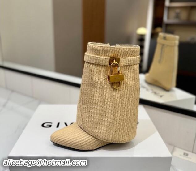 Best Price Givenchy Shark Lock Woven Wedge Ankle Boots 8.5cm Beige 1122026