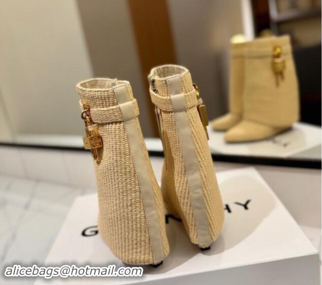 Best Price Givenchy Shark Lock Woven Wedge Ankle Boots 8.5cm Beige 1122026