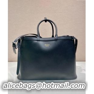 Buy Discount Prada Mens Buckle large leather handbag with double belt 1BG126 Black 2024