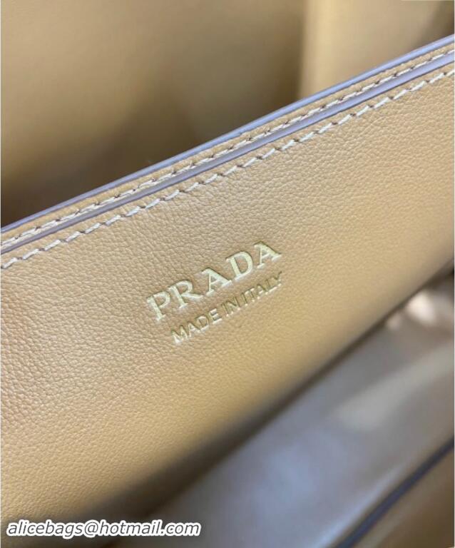 Top Grade Prada Mens Buckle large leather handbag with double belt 1BG126 Dark Beige 2024