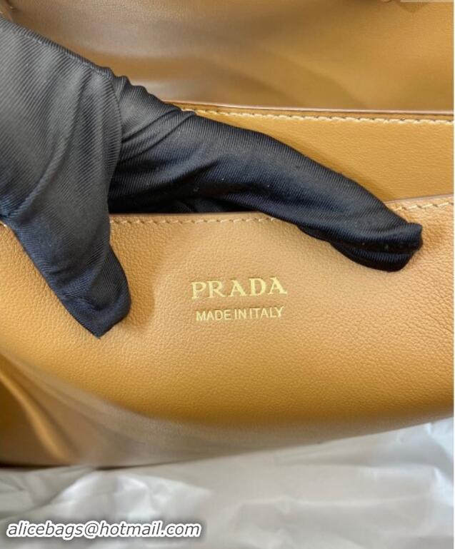 Good Quality Prada Mens Buckle large leather handbag with buckle belt 1BG126 Dark Beige 2024