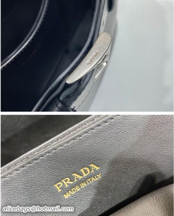 Well Crafted Prada Mens Buckle medium leather handbag with buckle belt 1BA417 Black 2024