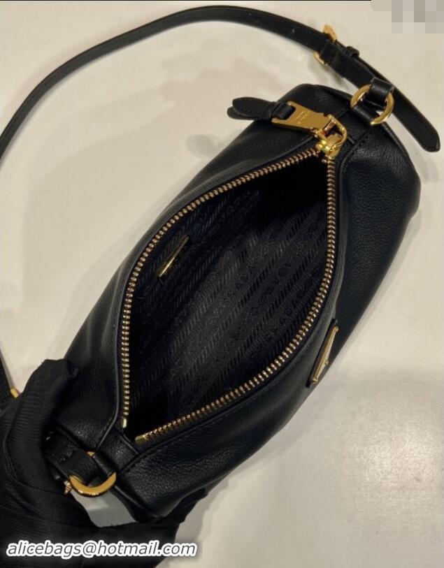 Top Quality Prada Leather Pouch Mini Bag 1NE058 Black 2024